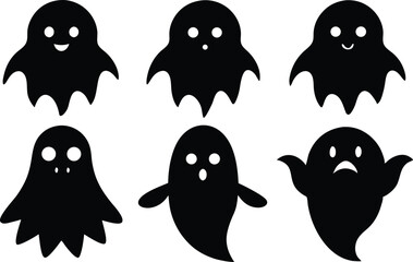 halloween ghost silhouette bundle, halloween ghost black vector bundle,