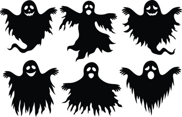 halloween ghost silhouette bundle, halloween ghost black vector bundle,