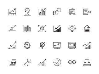Clean and simple progress chart line art vector graphic