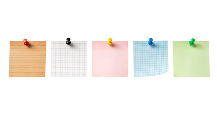 Texture of colorful notes pinned to a wall with thumbtacks
