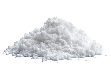 Snow pile isolated on white background showcasing a fluffy texture and crisp appearance, perfect for winter themed designs and holiday crafts