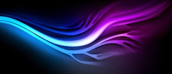 Fototapeta premium Abstract flowing waves of light in blue and purple hues against a dark background
