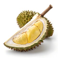 Obraz premium Durian fruit slice and whole durian isolated on white background