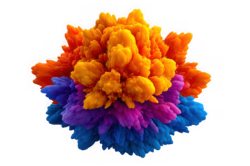 Vibrant abstract explosion of colorful petals and tentacles isolated on transparent background