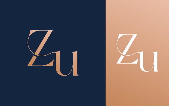 Initial letter ZU UZ logo design vector illustration for couple, wedding, and business