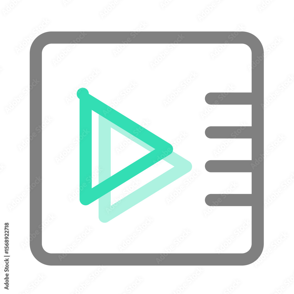 Poster abstract turquoise shape inside a grey square frame suitable for design projects with transparency