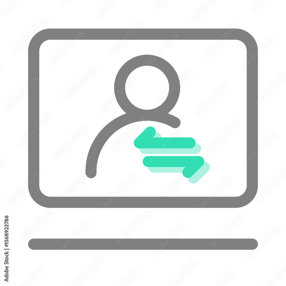 Poster pixelated icon of a computer monitor displaying a teal colored graphic element