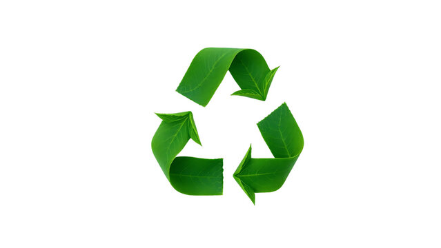 Green arrows form a prominent recycling symbol on a clean white background, representing environmental conservation and the eco-friendly cycle of waste reduction