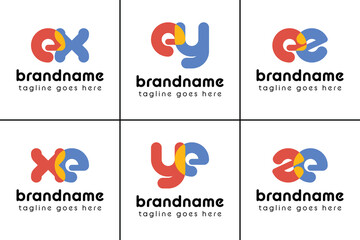 Letters ex xe ey ye ez ze Playful Logo, represent a fun, energetic, and joy
