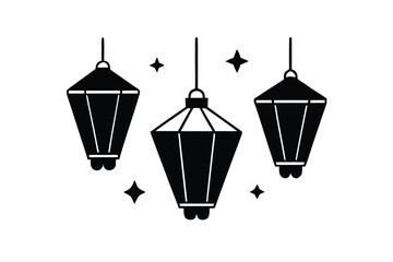 floating lanterns vector icon