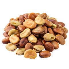 Pile of dried fava beans isolated on transparent background