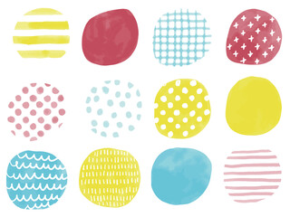 手描きあしらいセット　丸　パターン　北欧風