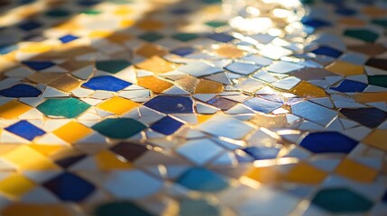 Mosaic floor with sunlight
