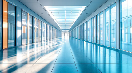 Fototapeta premium blue corridor in modern building