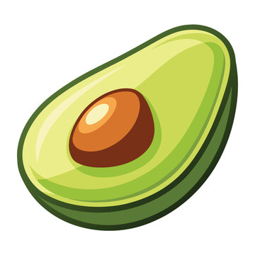 sliced avocado fruit, green, brown seed clip art preview