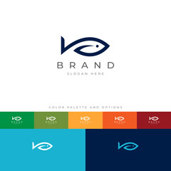 Minimal Fish Logo Design Template for Seafood and Marine Brands | Fully Editable
