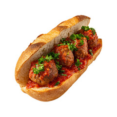 Delicious Meatball Sub Sandwich with Marinara Sauce and Parsley