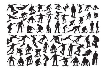 Skateboarder Silhouette Collection – Trick Action Vector Icons