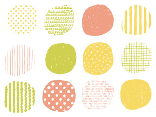 手描きあしらいセット　まる　パターン　北欧風