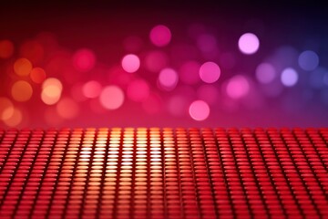 Red and orange textured surface with blurred pink and purple bokeh lights