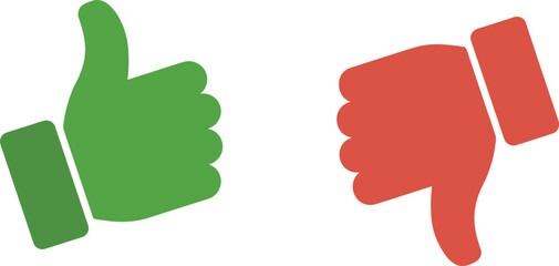 Green Thumbs Up and Red Thumbs Down Icons, Approval Disapproval Design, 2025 Feedback Symbol Graphics © Mehebub Creatives
