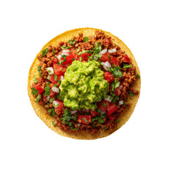 Delicious Totopo with Seasoned Lentils, Guacamole, and Pico de Gallo