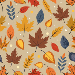 Obraz premium Autumn Leaves Pattern. Colorful Fall Foliage Background