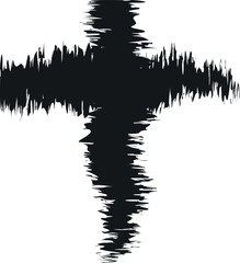 Black Grunge Cross Symbol with Wave Texture