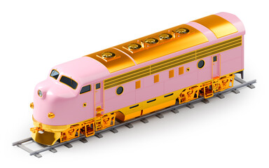 diesel locomotive retro-style pink plastic isometric
