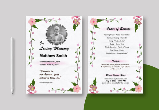 Funeral Program Flyer Layout