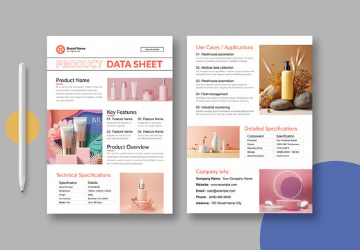 Product Data Sheet Template Layout
