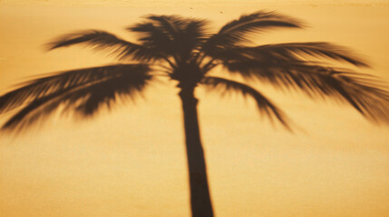 palm tree shadow on golden sand for summer background