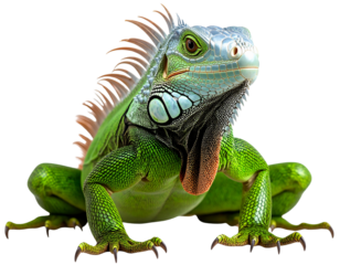 Curious Iguana Front View 3D Model  Transparent Background