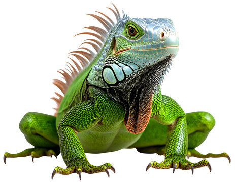 Curious Iguana Front View 3D Model  Transparent Background