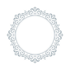 Decorative frame Elegant vector element for design in Eastern style, place for text. Floral gray and white border. Lace illustration for invitations and greeting cards