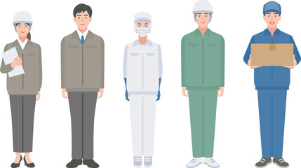 作業服を着た働く人々