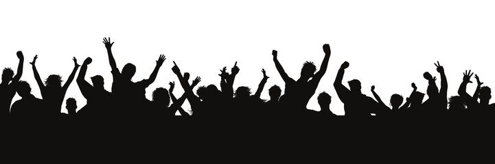 Silhouette happy young group party people together dancing, cheering crowd dance to the music at musical concert, People silhouette dancing