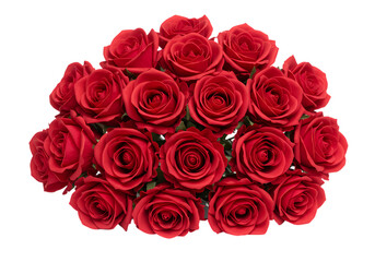 Obraz premium A Dozen Deep Red Roses A Classic Bouquet isolated on transparent background