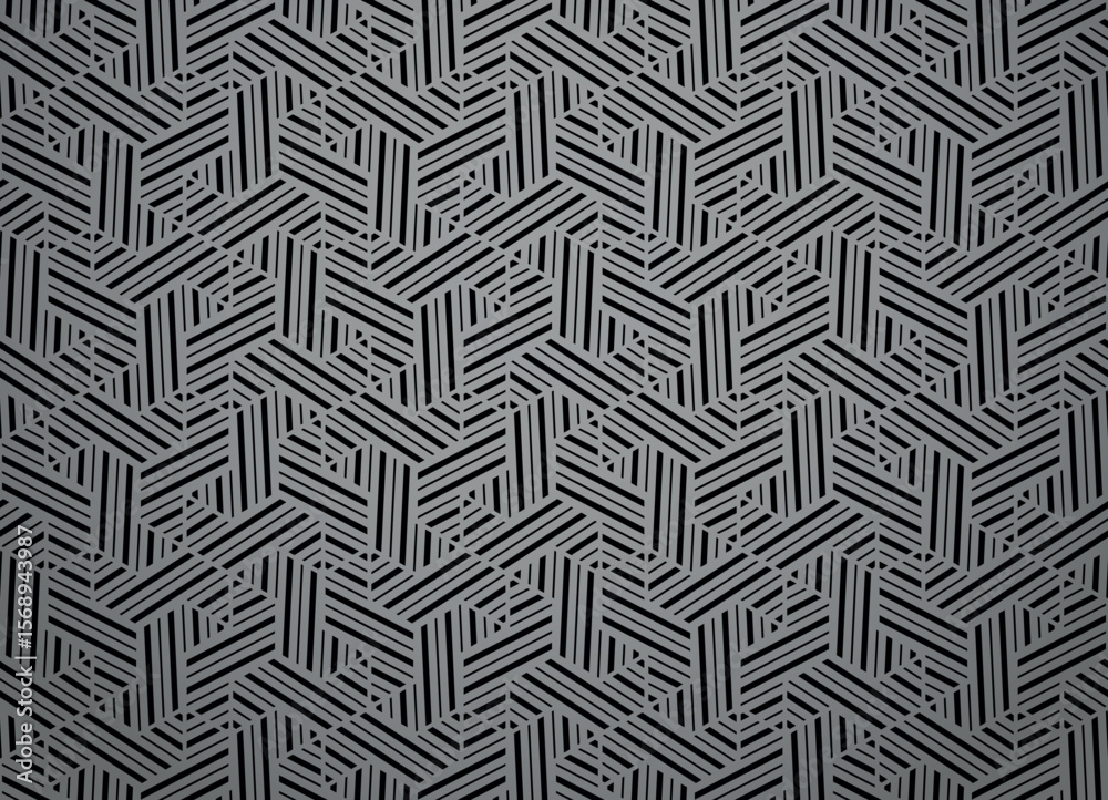 Poster Abstract geometric pattern with stripes, lines. Seamless vector background. Gray and black ornament. Simple lattice graphic design
