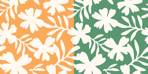 Seamless pattern with abstract flower silhouettes. Vector flat graphics.