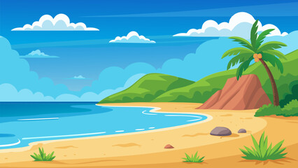 Fototapeta premium Serene Tropical Beach Landscape. Idyllic Island Getaway