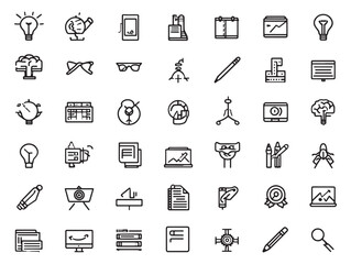 Creative team brainstorming session in modern line art style