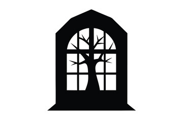 Fototapeta premium spooky window vector icon