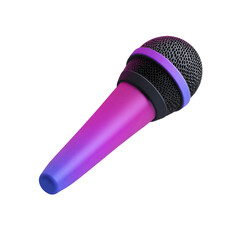 Gradient Purple Microphone Isolated with a Black Mesh on transparent background