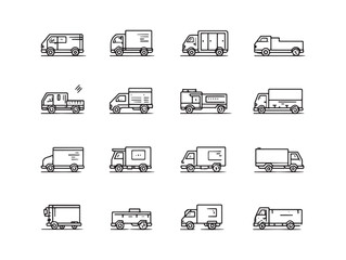 Delivery truck line art simple clean vector illustration