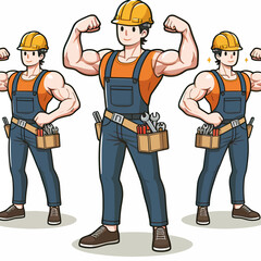 Muscular Construction Worker: Strong and Skilled