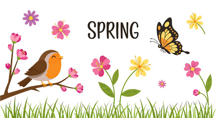 Springtime Delight: Birds, Butterflies, and Blossoms