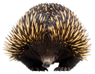 Echidna in Protective Pose with Raised Spikes  Transparent PNG Cutout