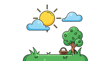 Sunny Day Picnic: A Serene Nature Illustration