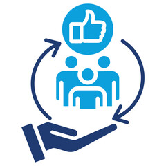 Obraz premium Satisfaction Flat Blue Icon Vector Illustration